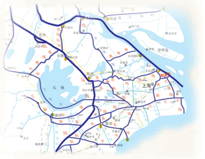 长江三角洲地区河网密布,内河航道通江达海,以长江,京杭运河构成的"