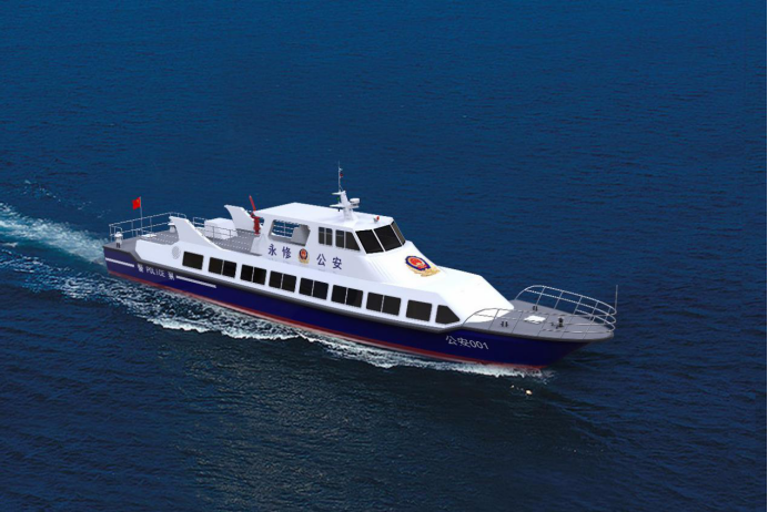 江龙船艇26米水上巡逻艇顺利合拢